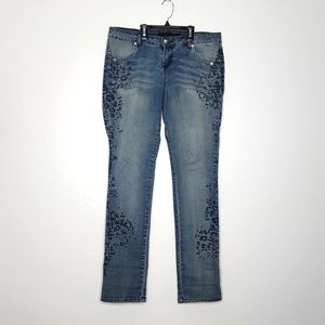 Material girl leopard print blue jeans